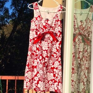 Ann Taylor Loft Petite Red and White Dress